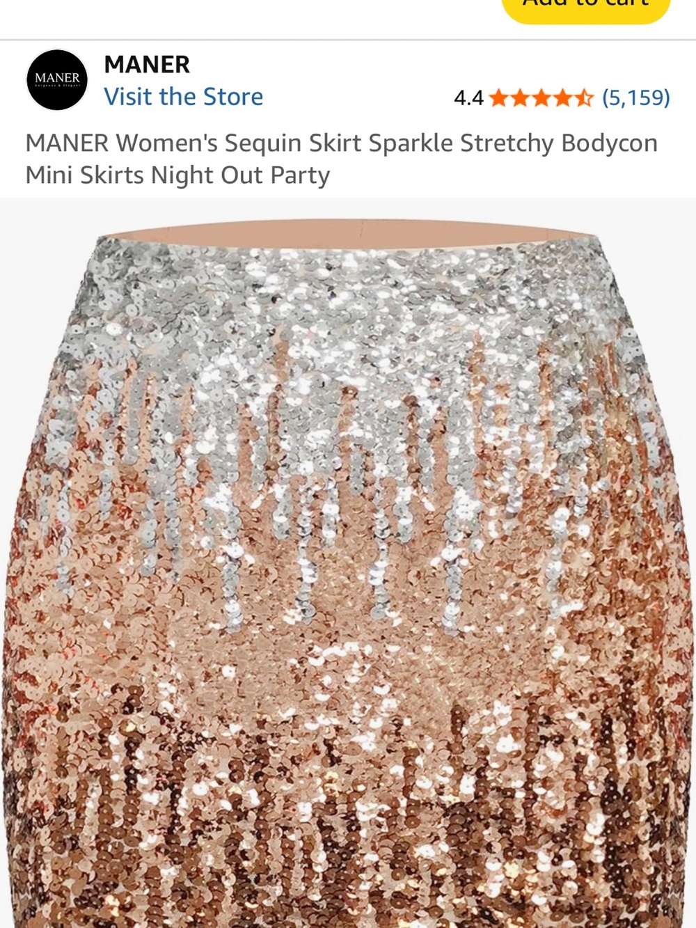 MANER Sequin Ombre Bodycon Mini Skirt in Silver and Rose Gold